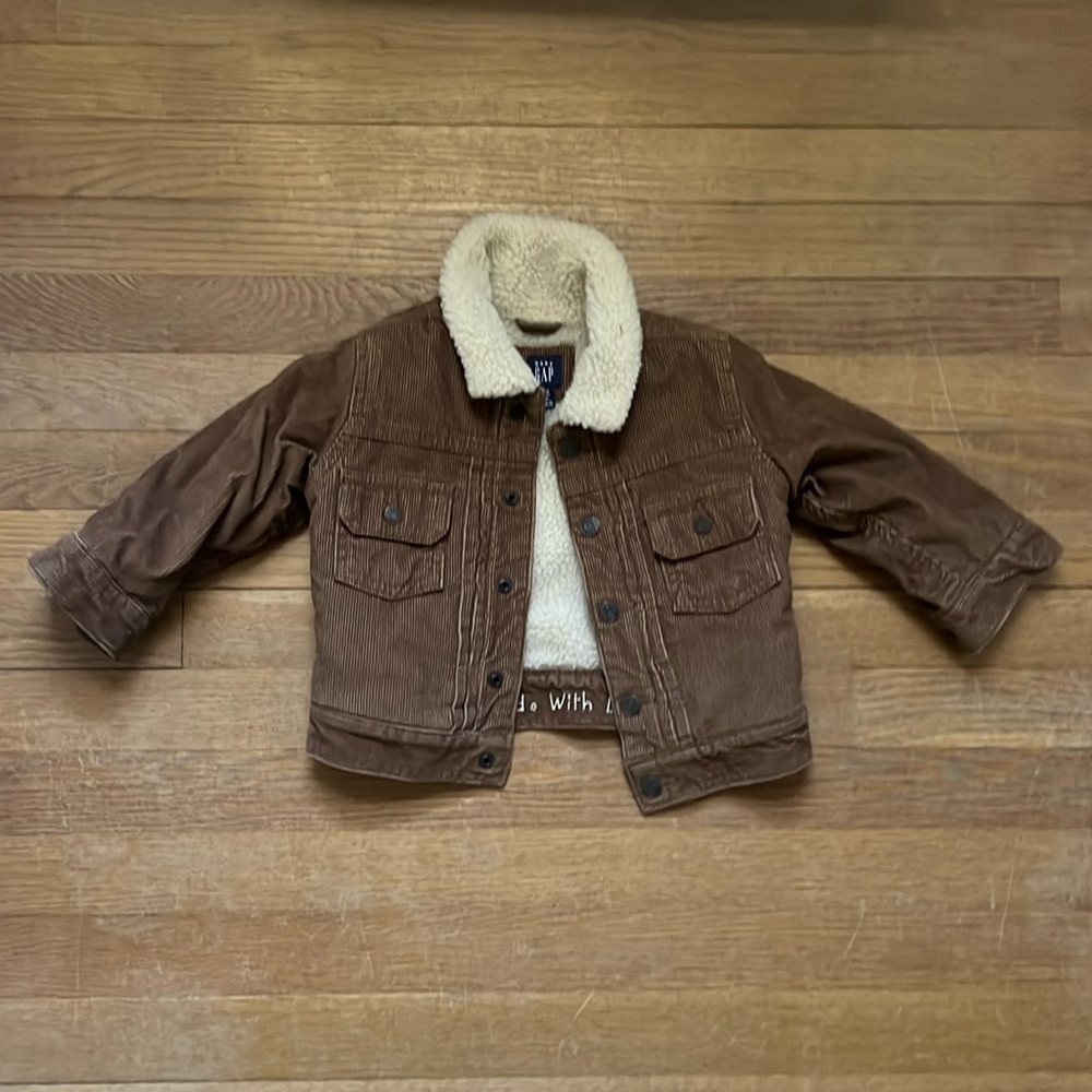 Baby Gap brown Corduroy coat with fuzzy lining. Like new!